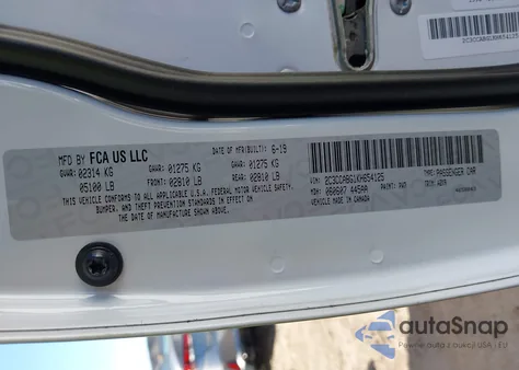 2019 Chrysler 300 300S из США, поврежденный, VIN 2C3CCABG1KH654125